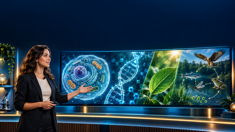 以旁白和科学画面讲解高中生物学课程